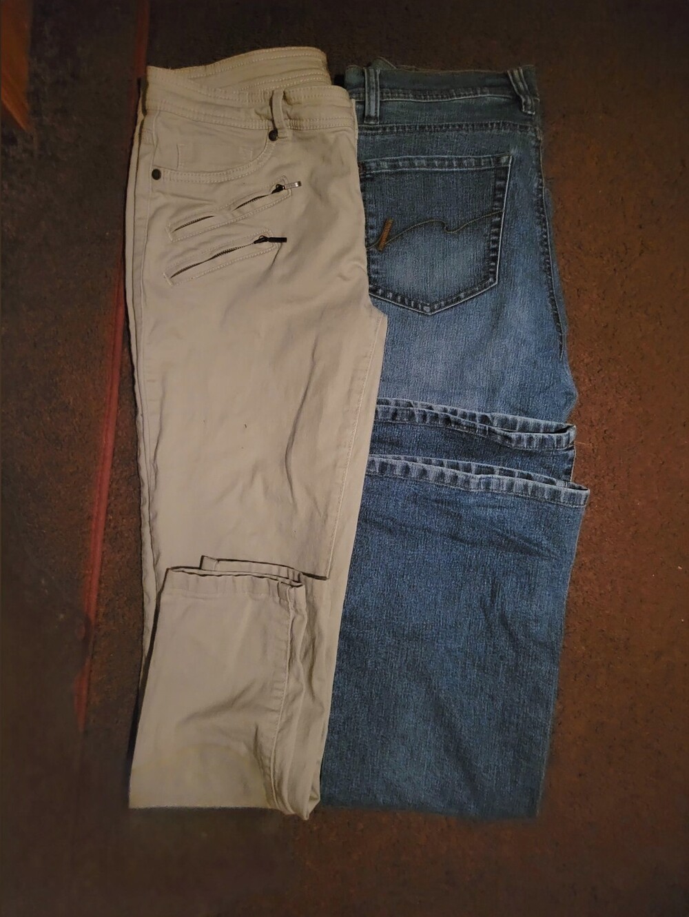 Beige Cargo Joggers + Classic Blue Jeans - Two-Piece Bundle